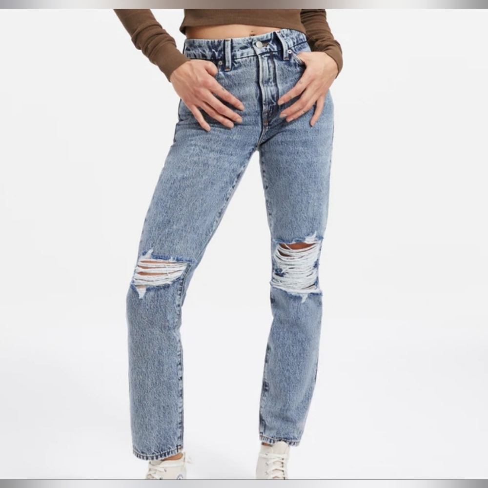 Good American Good Classic Distressed Jeans in Indigo036 Size 4 27 Straight